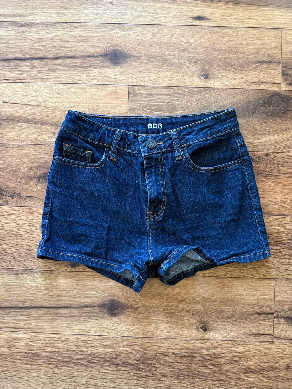 BDG Dark Blue High-Rise Denim Shorts